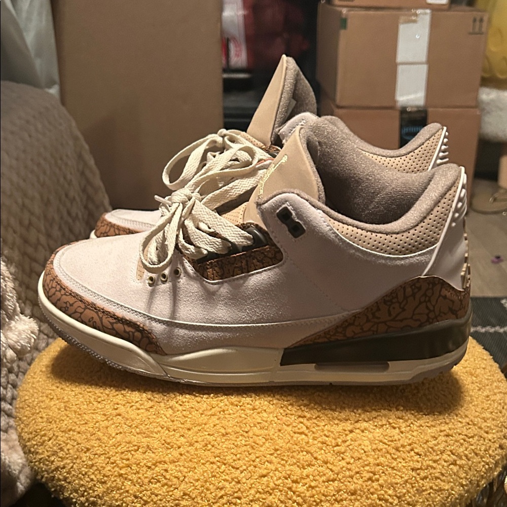 Men's Jordan 3s in Cream and Brown